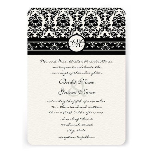 Vintage Black Damask Borders Custom Announcements