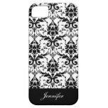 Vintage Black Damask Pattern with Monogram Border casemate cases