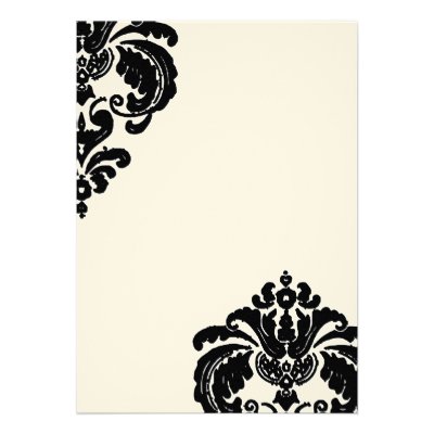 Vintage Black Damask Wedding Invitations