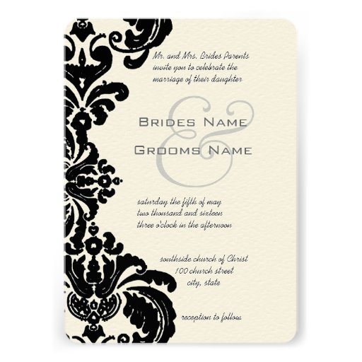 Vintage Black Damask Wedding Invitations