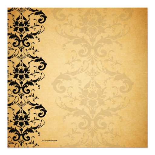 Vintage Black Damask Wedding Invitations