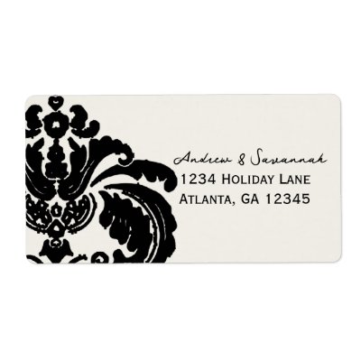 Vintage Black Damask Wedding Lable Custom Shipping Labels