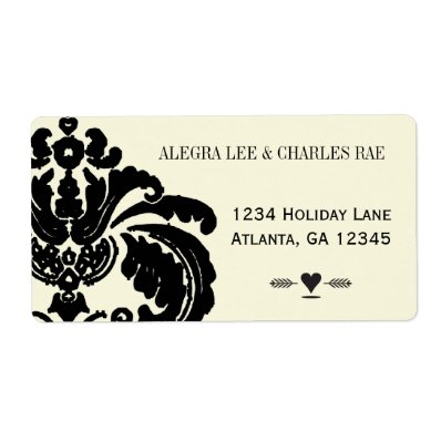 Vintage Black Damask Wedding Lable Label