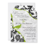 Vintage Black Damask with Apple Green Vines invitations