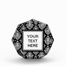 VINTAGE BLACK DAMASK YOUR MONOGRAM AWARD