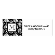 VINTAGE BLACK DAMASK YOUR MONOGRAM BUSINESS CARD TEMPLATES