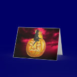 Vintage Black Devil on Jack o' Lantern Card cards