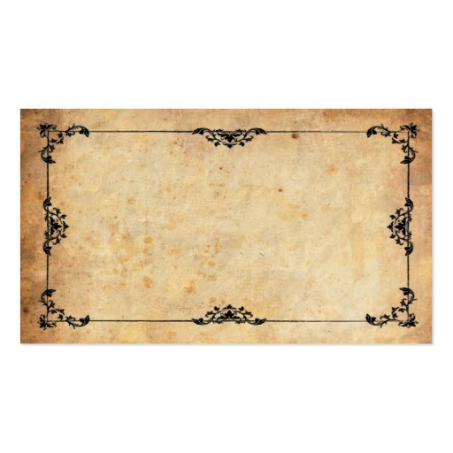 Vintage Black Floral Swirl Table Place Cards Business Card Template (back side)