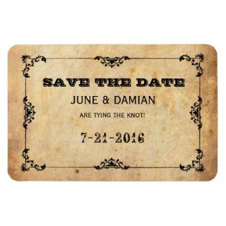 Vintage Black Floral Swirl Wedding Magnet