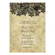 Vintage Black Floral Wedding Invitations