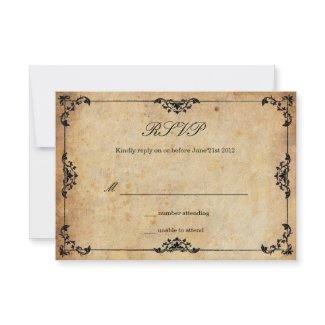 Vintage Black Floral Wedding RSVP Card Custom Invitations