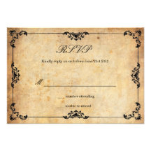 Vintage Black Floral Wedding RSVP Card Custom Invitations