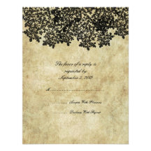 Vintage Black Floral Wedding RSVP Personalized Invitations