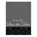 Vintage black grey save the date postcard