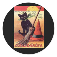 Vintage Black Halloween Cat sticker