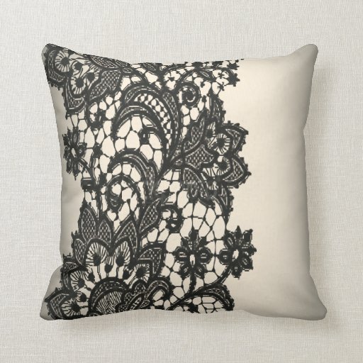 Vintage black Lace beige Paris Decor Pillow from Zazzle.