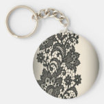 Vintage black Lace  beige Paris Fashion Key Chains
