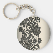 Vintage black Lace  beige Paris Fashion Key Chains