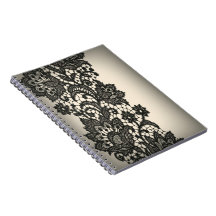 Vintage black Lace  beige Paris Notebook