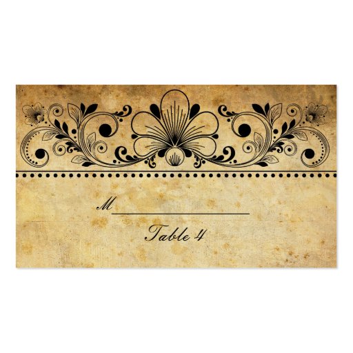 Vintage Black Motif Table Placecards Business Card Template (front side)