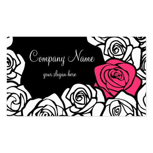 Vintage black, pink and white roses Business Card