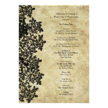 Vintage Black Queen Ann's Lace Wedding Program Personalized Invitation