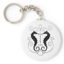 Vintage Black Seahorses Keychain