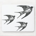 Vintage Black Swallow Design mousepads