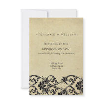 Vintage Black Swirl Damask Wedding Reception Card Personalized Announcements