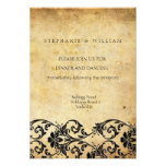 Vintage Black Swirl Damask Wedding Reception Card Personalized Invitation