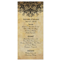 Vintage Black Wedding Menu Rack Card