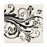 Vintage Black Weeping Willow Tree Canvas Print