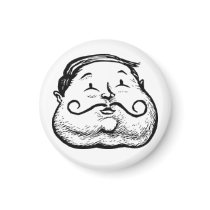 Vintage Black & White Comic Fat Man Face magnets