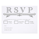 Vintage Black & White Elegant Wedding RSVP Cards Announcements