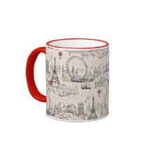 Vintage Black & White Europe Images Coffee Mugs