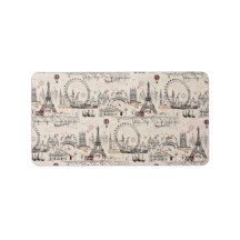 Vintage Black & White Europe Images Personalized Address Labels