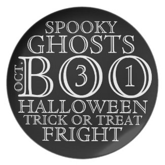 Vintage Black & White Halloween Typography Plate