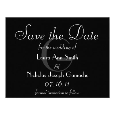 Vintage Black &amp; White Monogram Save the Date Personalized Announcements