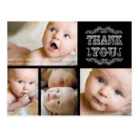 VINTAGE Black White Photo Baby Thank You Post Card postcards