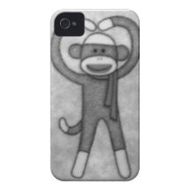 Vintage Black & White Sock Monkey  Iphone 4 Case