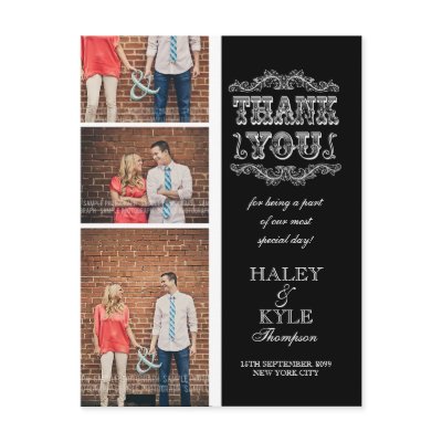 VINTAGE Black & White Thank You Photo Post Card