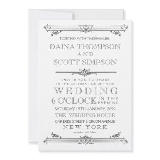 Vintage Black & White Typography Wedding Invite