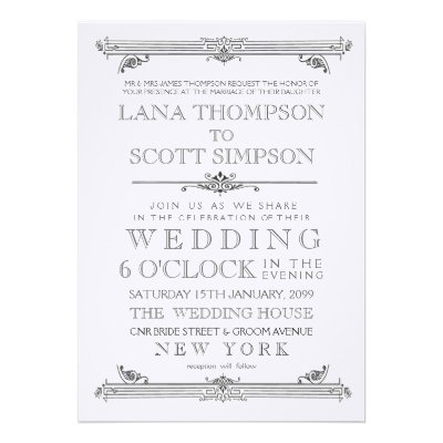 Vintage Black & White Typography Wedding Invite