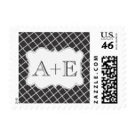 Vintage Black & White Wedding Monogram Postage