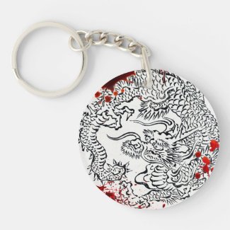 Vintage blood splattered Legendary Japanese Dragon Acrylic Key Chain