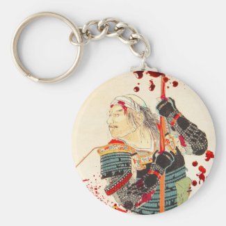 Vintage blood splattered Legendary Samurai Warrior Keychains