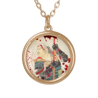 Vintage blood splattered Legendary Samurai Warrior Personalized Necklace
