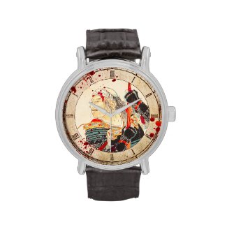 Vintage blood splattered Legendary Samurai Warrior Wristwatch