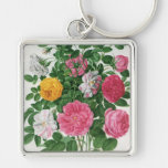 Vintage Blooming Flowers, Spring Garden Roses Keychains