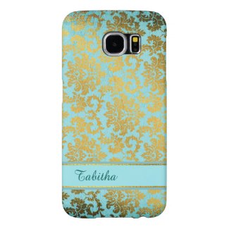 Vintage Blue and Gold Damask Samsung S6 Case Samsung Galaxy S6 Cases
